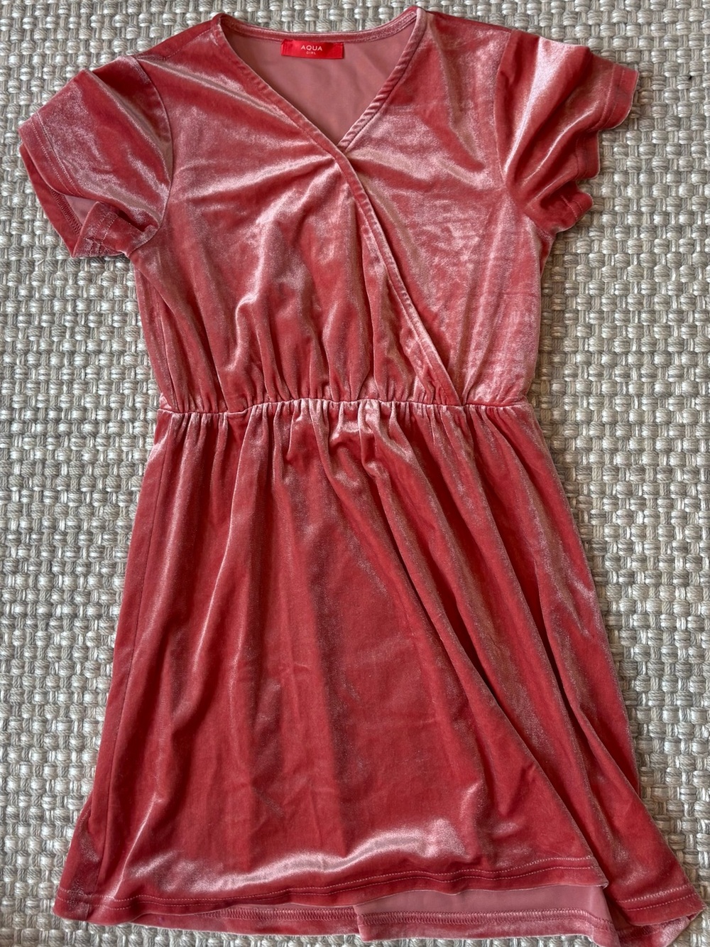 Aqua Girls' Dusty Rose Velvet Wrap Dress - Picture 1 of 1